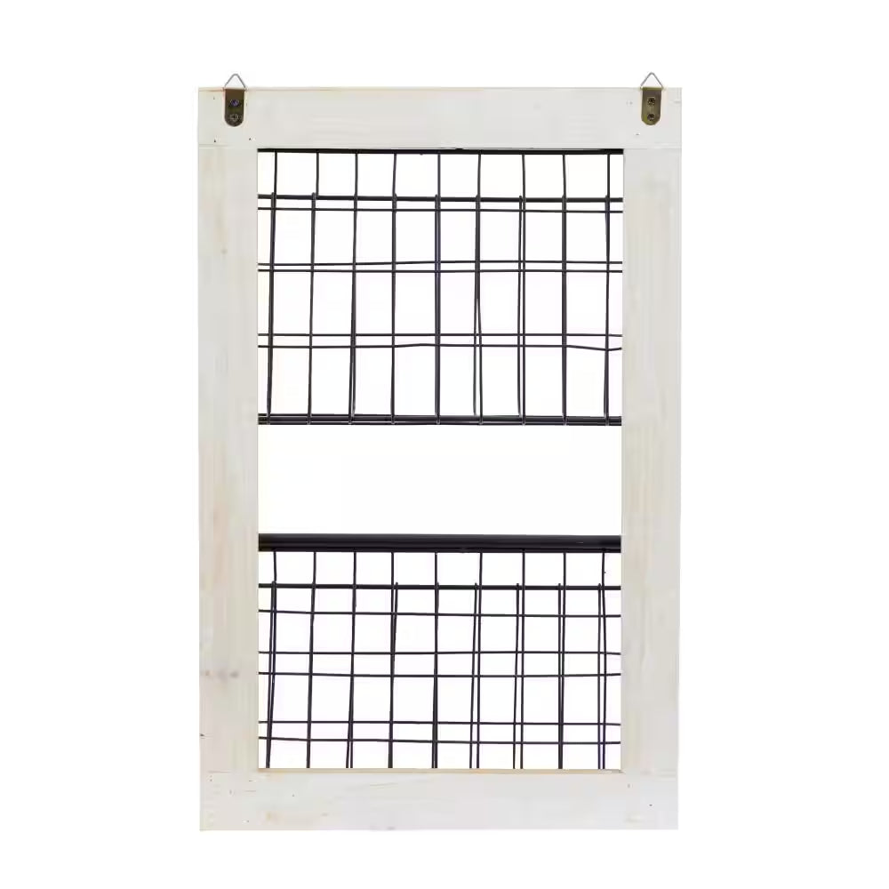 Black Wall Mounted Magazine Rack Holder with Suspended Baskets