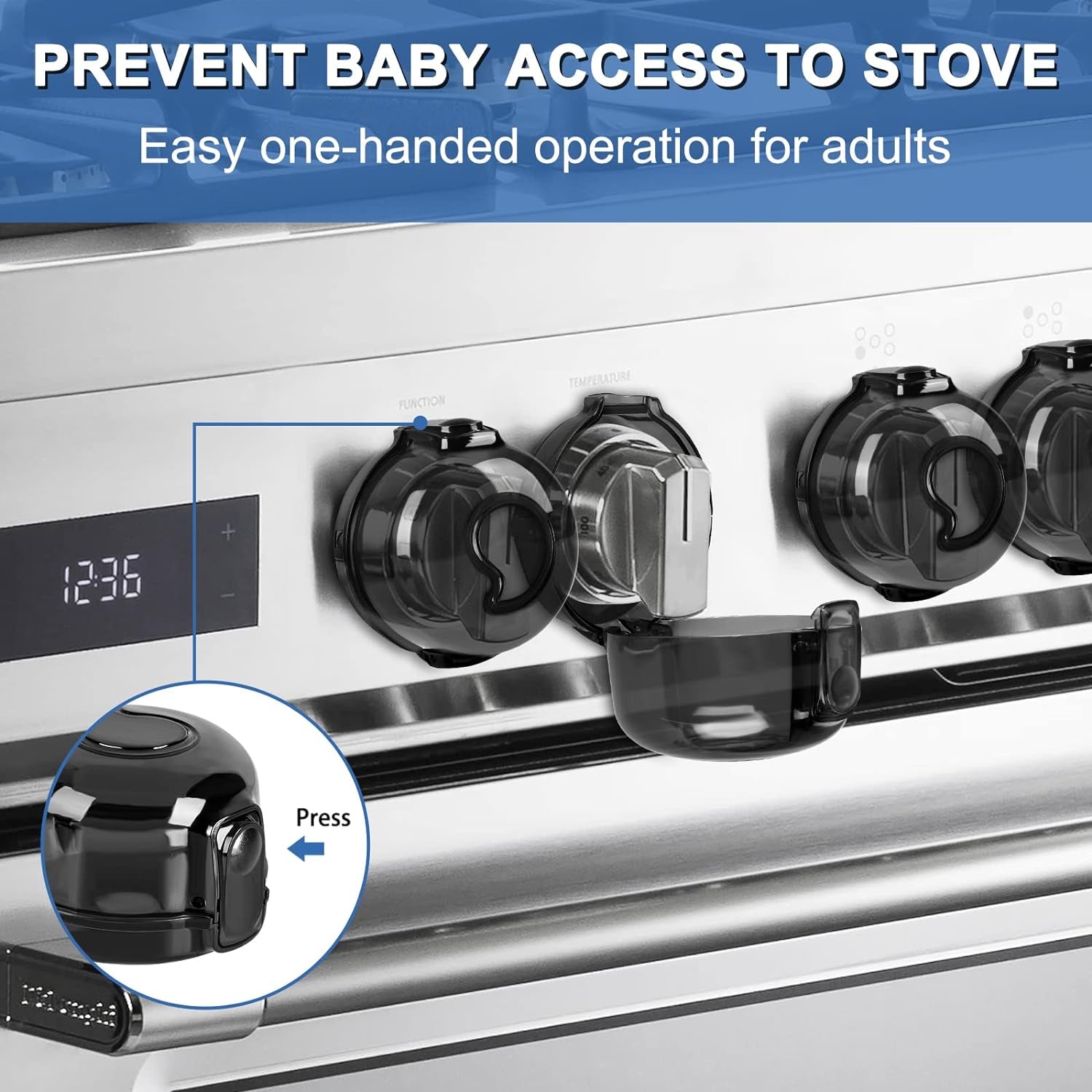 Stove Knob Covers for Child Safety (5 + 1 Pack) Gas with Strong Adhesive