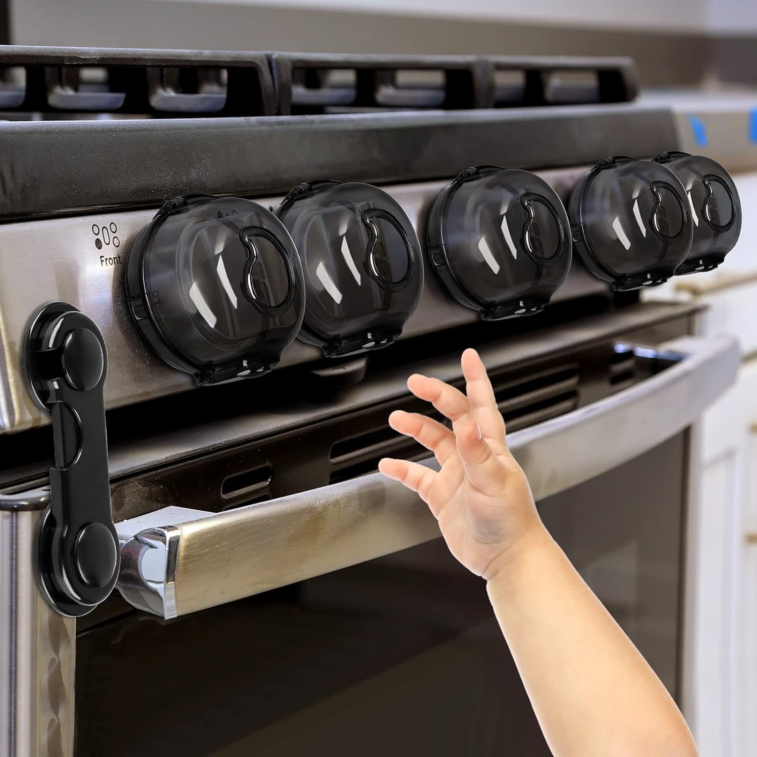 Stove Knob Covers for Child Safety (5 + 1 Pack) Gas with Strong Adhesive