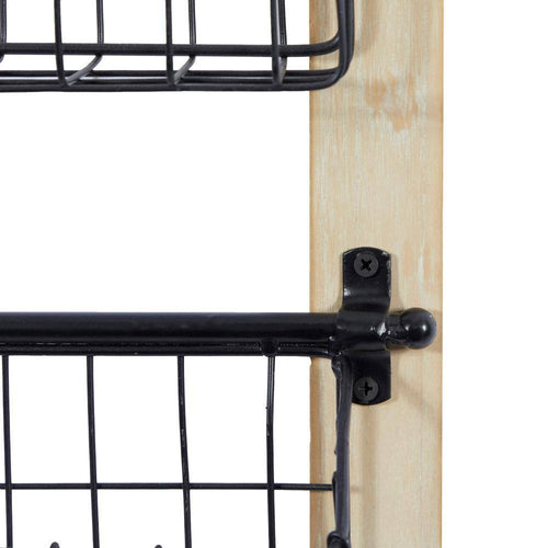 Black Wall Mounted Magazine Rack Holder with Suspended Baskets