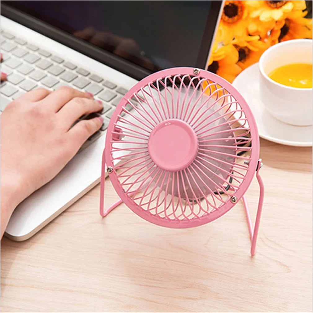 4'' Mini Desk Fan, Happon Portable 360 Degree Rotating Mini USB Table Desktop Personal Fan - Pink