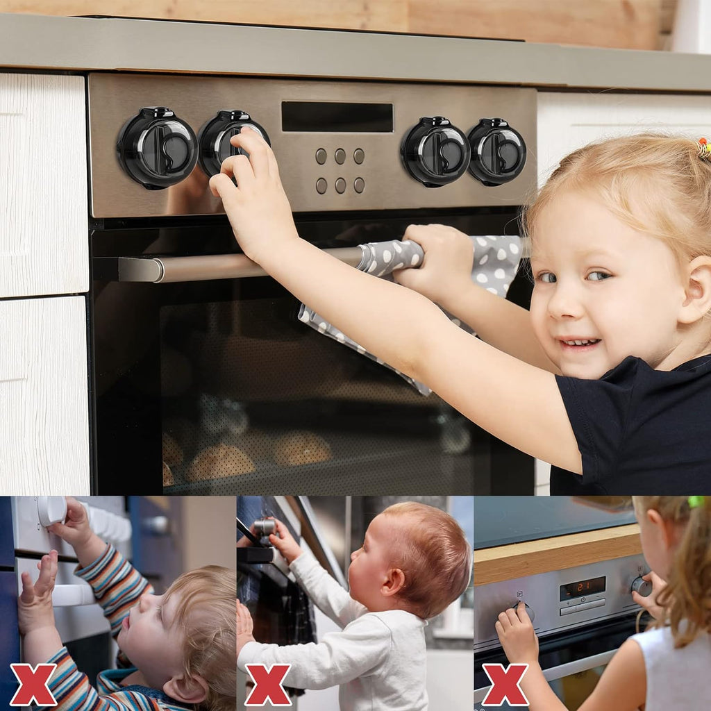 Stove Knob Covers for Child Safety (5 + 1 Pack) Gas with Strong Adhesive